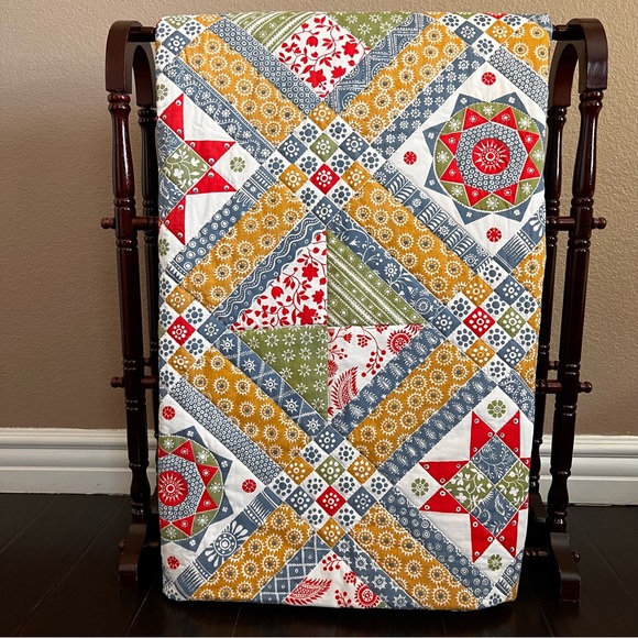 Handmade Other - New 102” x80” Handmade and Hand Stitched Up to King Size Printed Cotton Quilt.
